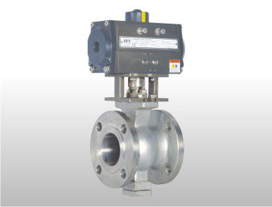 Pneumatic V notch ball valve manufactured by Aira Euro